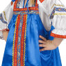 Русский народный костюм "Василиса" детский атласный синий сарафан и блузка 7-12 лет