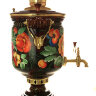 Угольный самовар с росписью "Цветы на красном фоне" 5 литров, арт. 270793