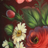 Поднос с росписью "Розы на бордовом фоне" 38*28 см, арт. А-7.11
