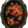 Поднос с росписью "Красные розы на черном фоне" 38*30 см, арт. А-5.28
